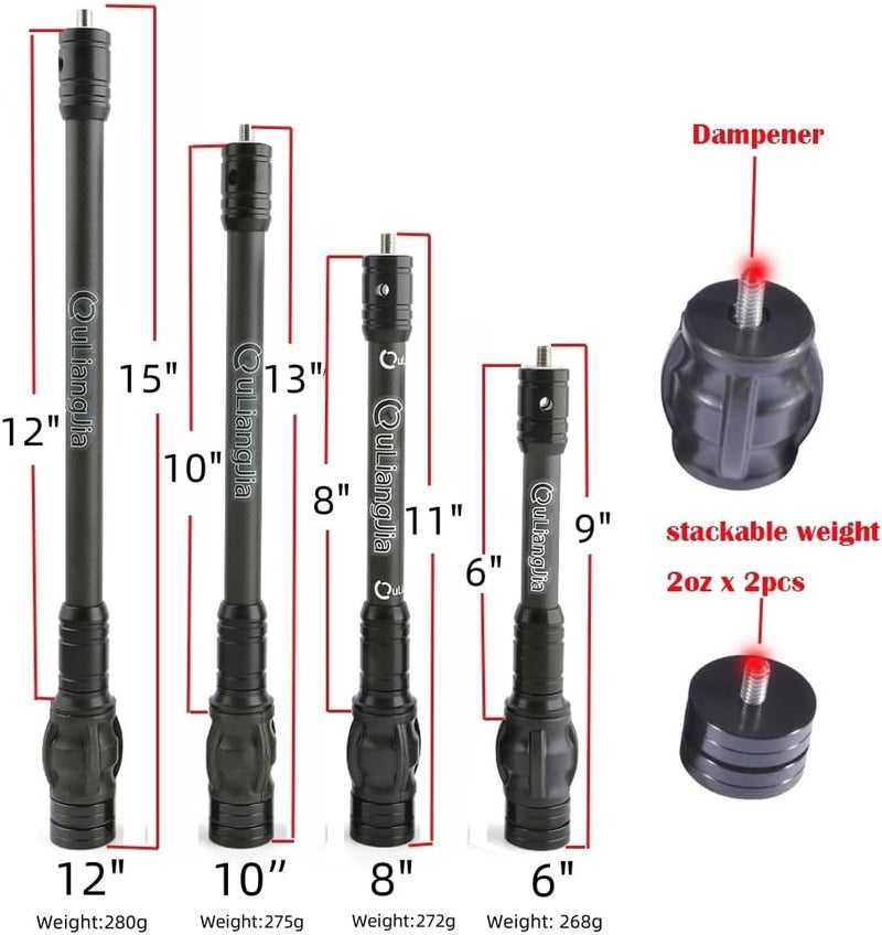 SHARROW Archery Bow Stabilizer for Compound Bow Carbon Fiber Stabilizer Damping System and Weights Kit Single Side V-bar and Bow Stabilizer Set - Image 2